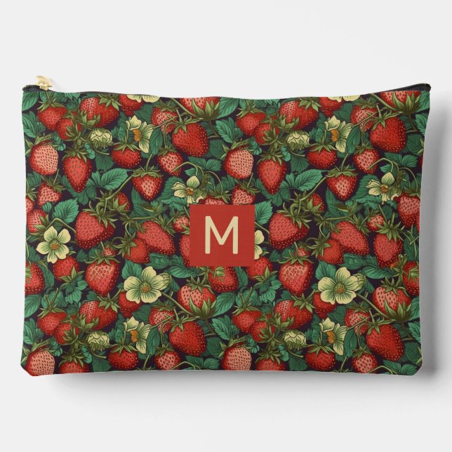 Muster für benutzerdefinierte Monogramm-Erdbeeren Zubehörtasche (Vorderseite)