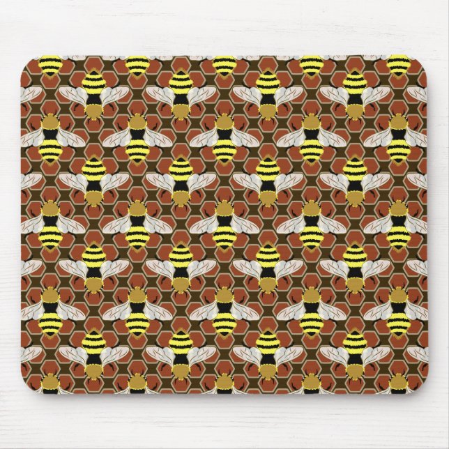 Muster für Bienen und Honigwaben Mousepad (Vorne)
