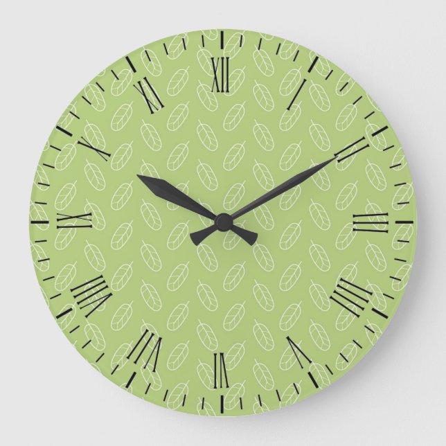 Muster für Blätter Große Wanduhr (Vorderseite)