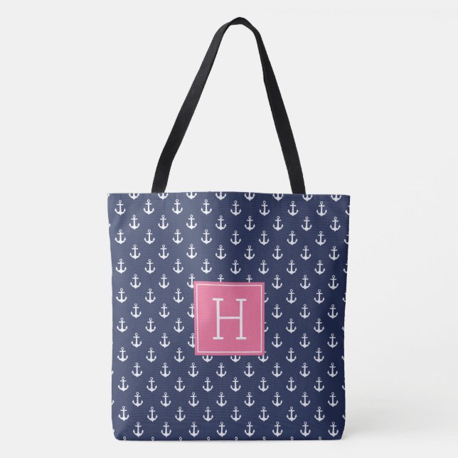 Muster für blaue Anker und rosa Monogramm (Vorderseite)