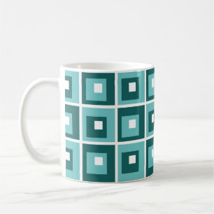Muster für blaue geometrische Quadrate Kaffeetasse
