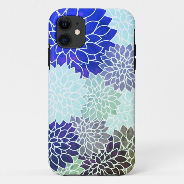 Muster für blaue Lila grüne Blume Case-Mate iPhone Hülle (Rückseite)