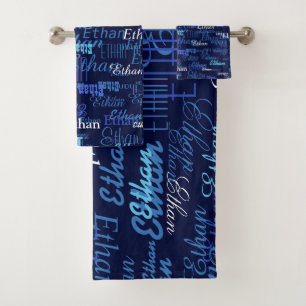 Muster für Blaue Namen (Erstellen Sie Ihre eigene) Badhandtuch Set