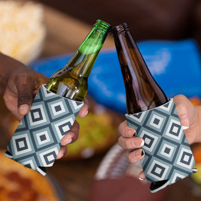 Muster für blaue Quadrate Dosenkühler (blue geometric squares cooler)