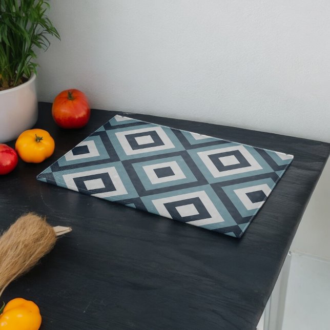 Muster für blaue Quadrate Schneidebrett (Chopping Board)