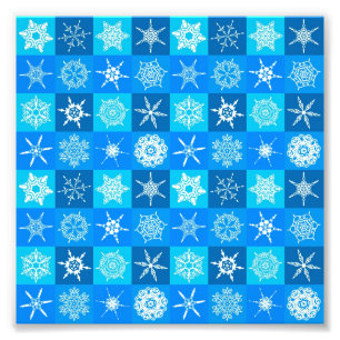 Muster für blaue Schneeflocken Fotodruck
