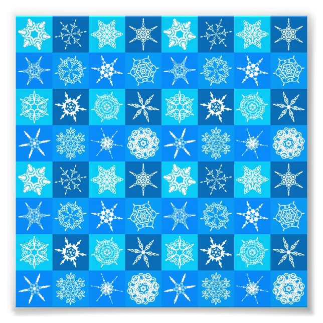Muster für blaue Schneeflocken Fotodruck (Vorne)
