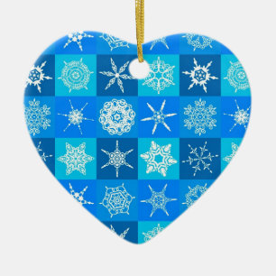Muster für blaue Schneeflocken Keramik Ornament