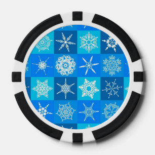 Muster für blaue Schneeflocken Pokerchips