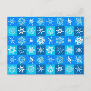 Muster für blaue Schneeflocken Postkarte
