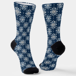 Muster für blaue Schneeflocken Socken