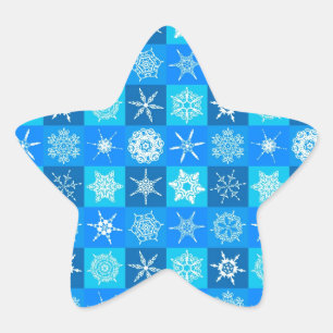 Muster für blaue Schneeflocken Stern-Aufkleber