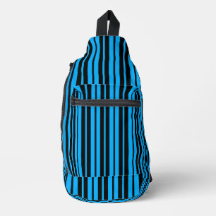 Muster für blaue schwarze vertikale Streifen Crossbody Bag