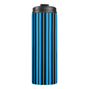 Muster für blaue schwarze vertikale Streifen Thermosbecher