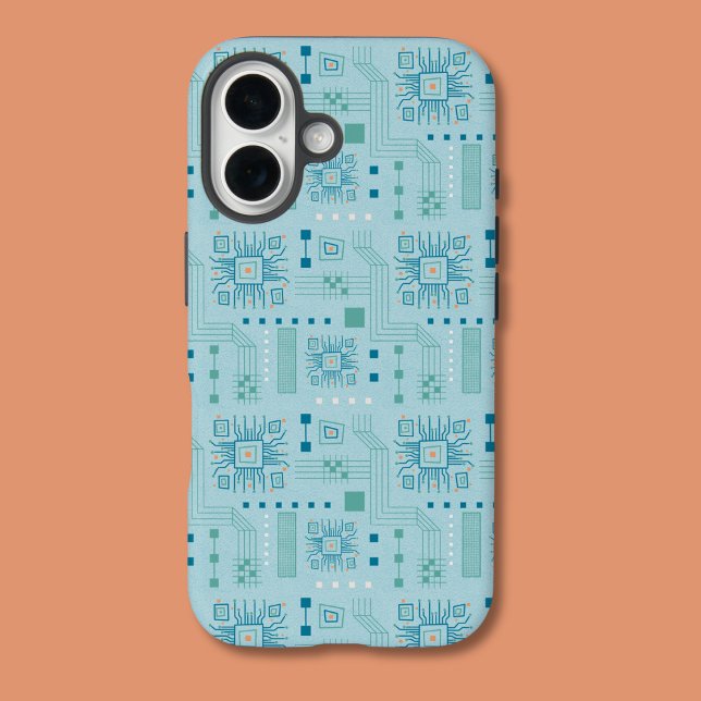 Muster für blaue und Aquamarine Schaltkreise Case-Mate iPhone Hülle (Von Creator hochgeladen)