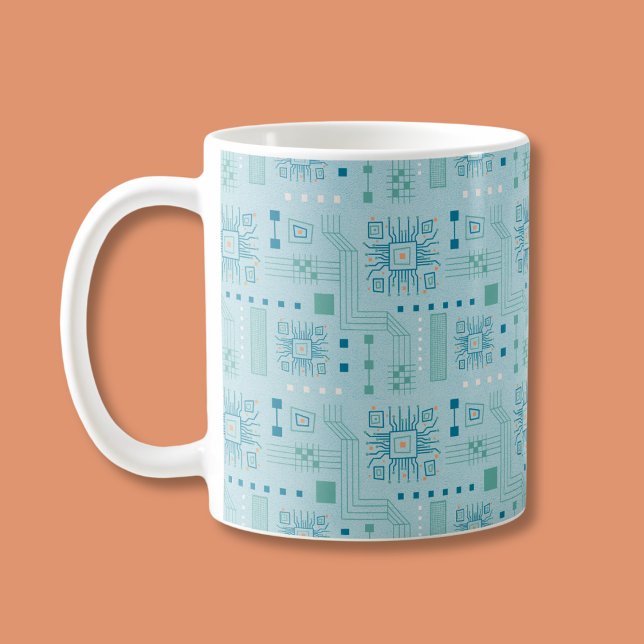 Muster für blaue und Aquamarine Schaltkreise Kaffeetasse (Von Creator hochgeladen)