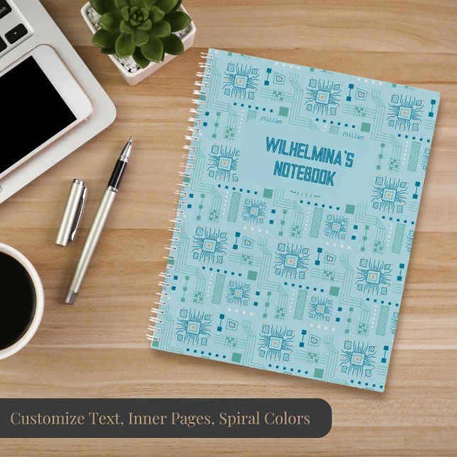 Muster für blaue und Aquamarine Schaltkreise Notizbuch (Von Creator hochgeladen)