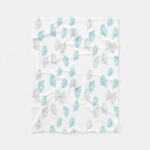 Muster für blaue und graue Blätter Fleecedecke