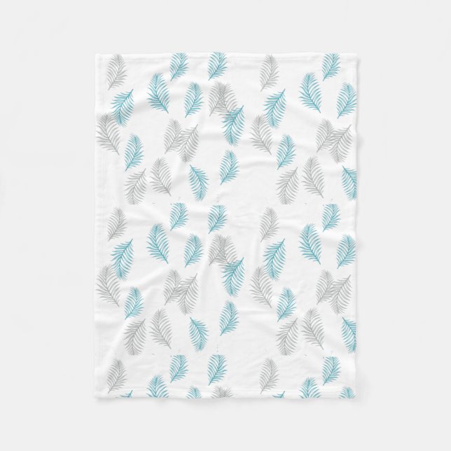 Muster für blaue und graue Blätter Fleecedecke (Vorderseite)
