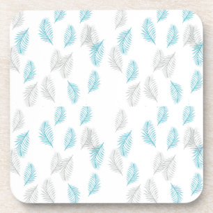 Muster für blaue und graue Blätter Getränkeuntersetzer