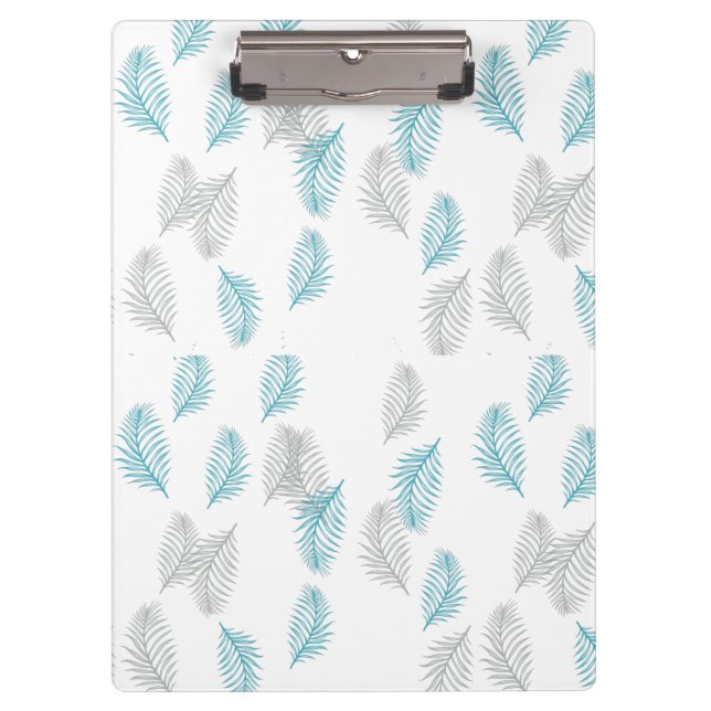 Muster für blaue und graue Blätter Klemmbrett (Vorderseite)