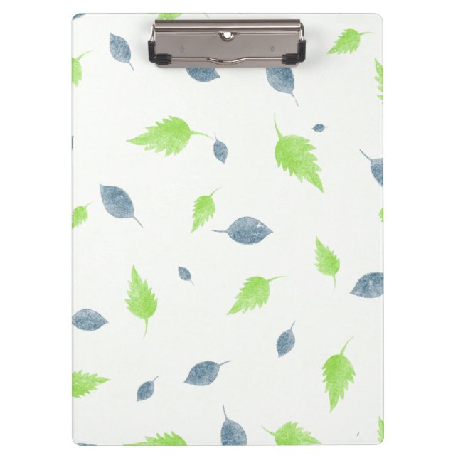 Muster für blaue und grüne Blätter Klemmbrett (Vorderseite)