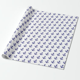 Muster für blaue und weiße Anker der Nautischen Ma Geschenkpapier