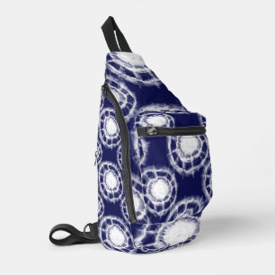 Muster für blaue und weiße Shibori-Kreise Crossbody Bag