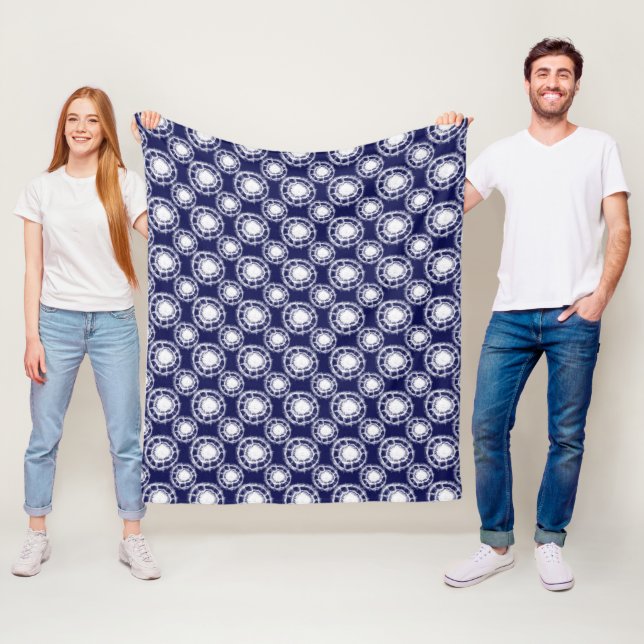 Muster für blaue und weiße Shibori-Kreise Fleecedecke (Beispiel)