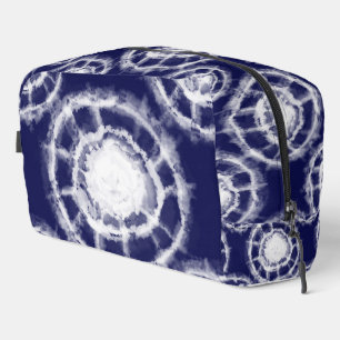 Muster für blaue und weiße Shibori-Kreise Waschbeutel