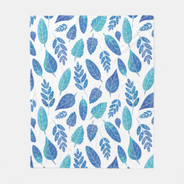 Muster für blaue Wasserfarben-Blätter Fleecedecke