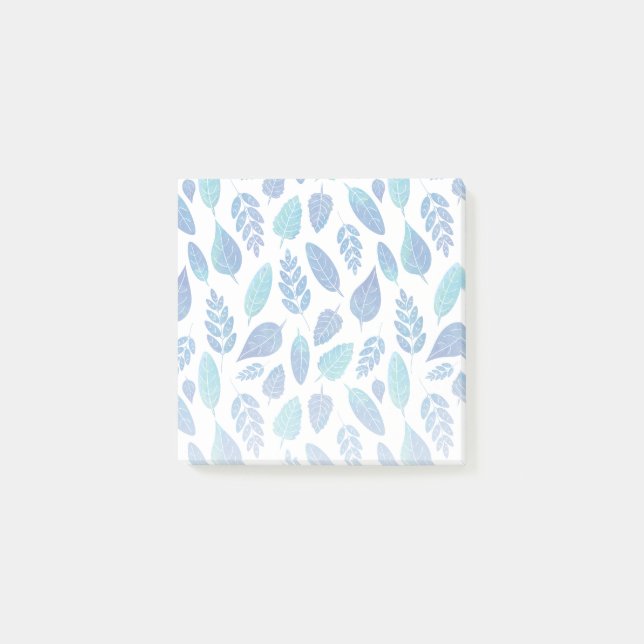 Muster für blaue Wasserfarben-Blätter Post-it Klebezettel (Vorderseite)