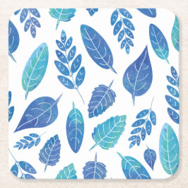 Muster für blaue Wasserfarben-Blätter Rechteckiger Pappuntersetzer
