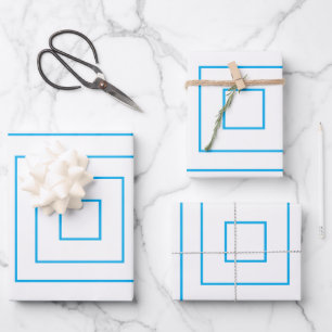 Muster für blaues geometrisches Quadrat Geschenkpapier Set