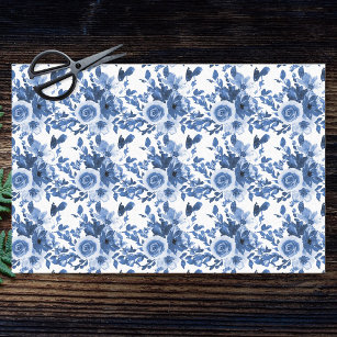 Muster für Blume mit blauer Rose Seidenpapier