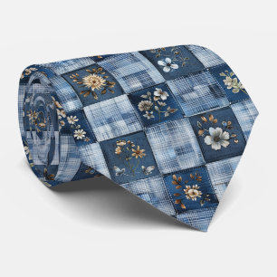 Muster für Blumenmuster Boho Denim Krawatte