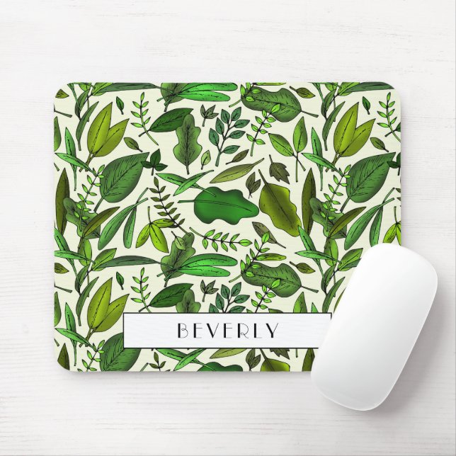 Muster für botanische grüne Blätter Mousepad (Mit Mouse)