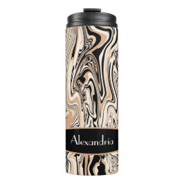 Muster für braune schwarze Aquarellfarben-Wirbel Thermosbecher