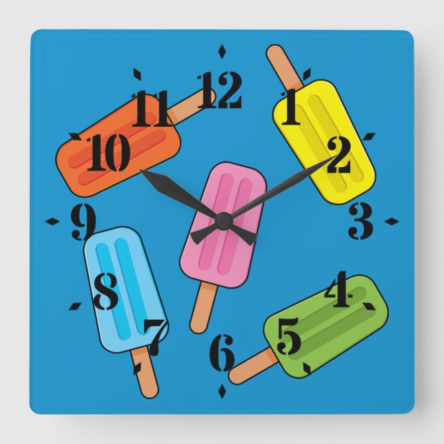 Muster für bunte Popsicles Quadratische Wanduhr (Vorderseite)