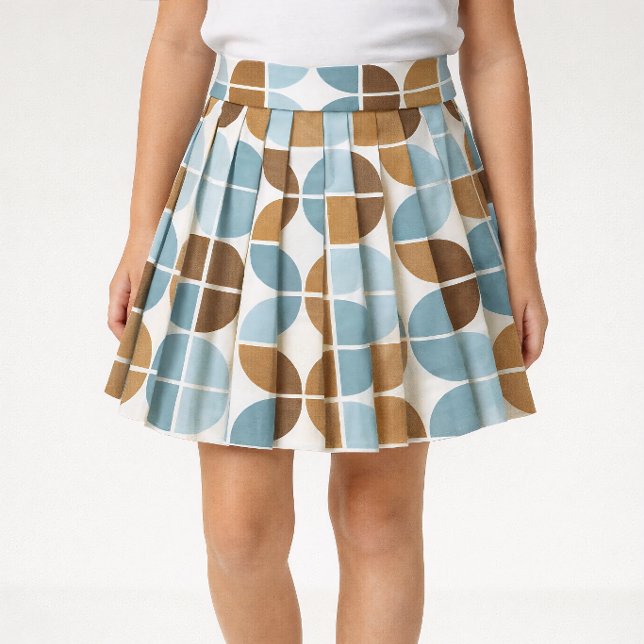 Muster für das blaubraune Retro-Muster Stoff (Pleated skirt sewing project using fabric.)