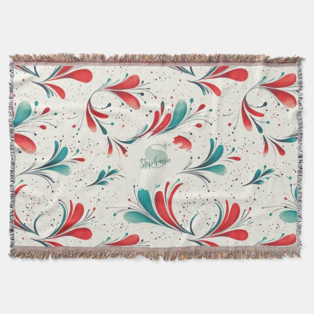 Muster für das blaue und das rote Paisley-Leaf (2) Decke (Vorderseite)