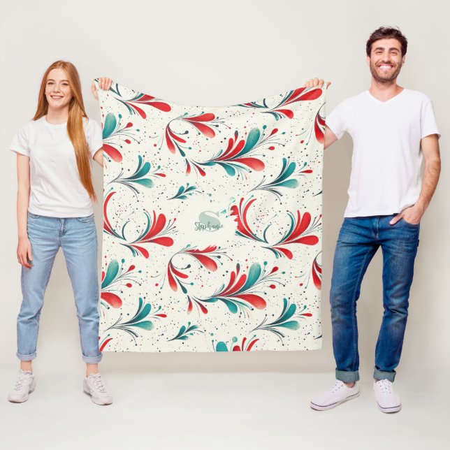 Muster für das blaue und das rote Paisley-Leaf (2) Fleecedecke (Beispiel)
