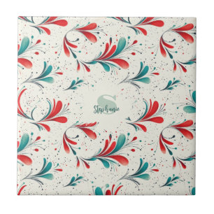 Muster für das blaue und das rote Paisley-Leaf (2) Fliese