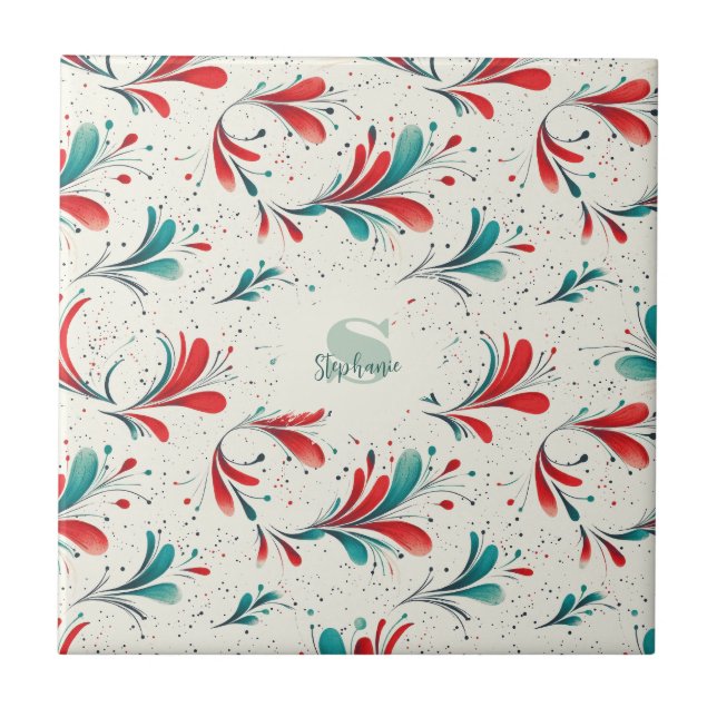 Muster für das blaue und das rote Paisley-Leaf (2) Fliese (Vorderseite)