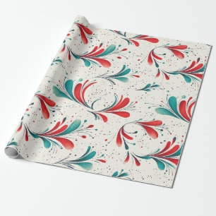 Muster für das blaue und das rote Paisley-Leaf (2) Geschenkpapier