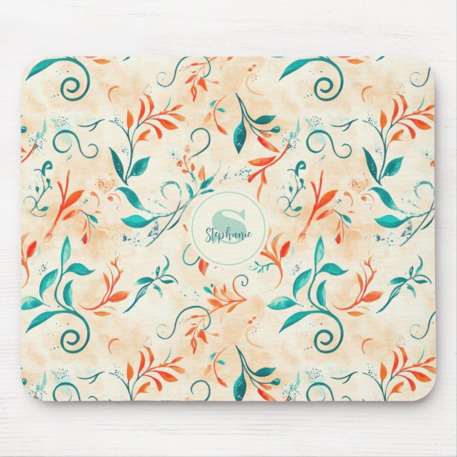 Muster für das blaue und das rote Paisley-Leaf (2) Mousepad (Vorne)