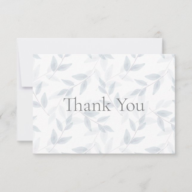 Muster für das Blaue Wasserfarben-Blätter Slate Dankeskarte (Vorderseite)