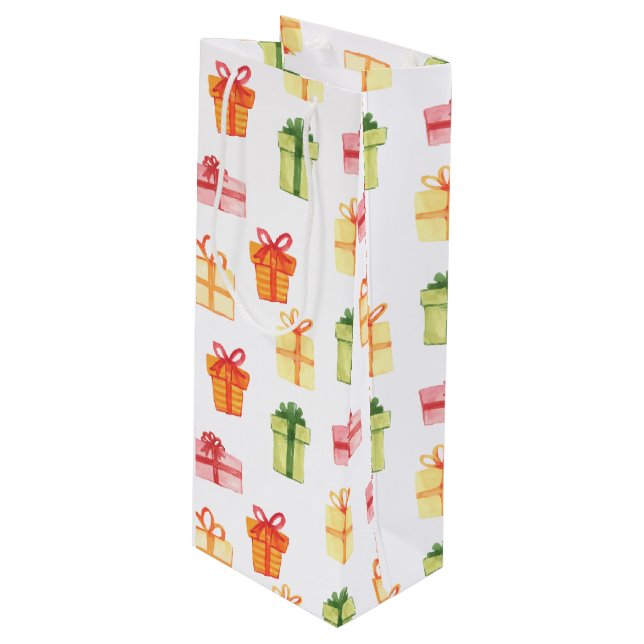 Muster für das Geschenkstück mit heller Hand Geschenktüte Für Weinflaschen (Vorderseite Schrägansicht)