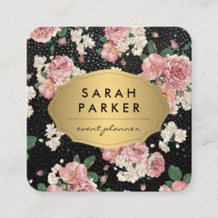 Muster für das Gold Label Dot Floral Quadratische Visitenkarte