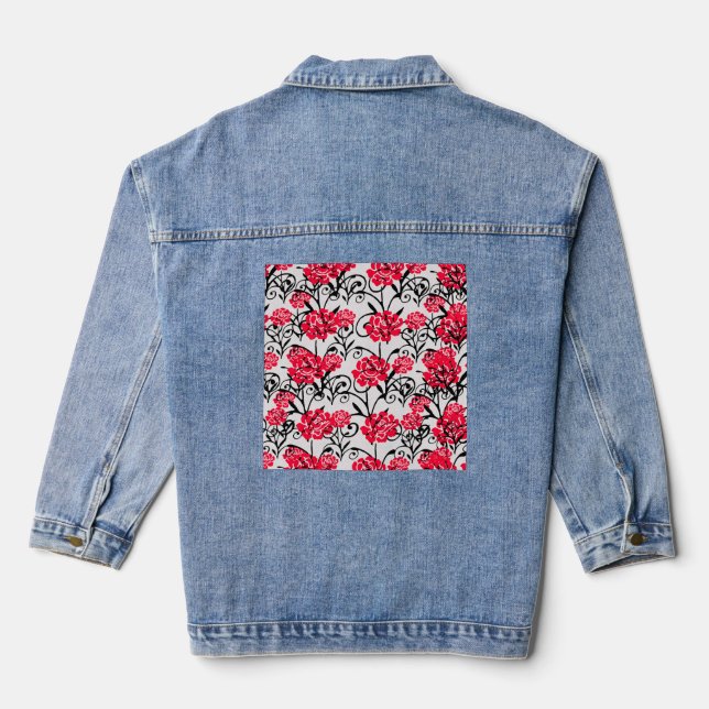 Muster für das Muster der roten Blume Jeansjacke (Rückseite)